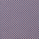 Cotton jersey printed red polka dots with navy circle and white background