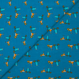 Cotton jersey cocktail print with turquoise background