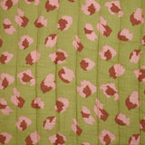 Double-sided quilted gauze Bangkok white and green background by the meter