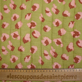Double-sided quilted gauze Bangkok white and green background by the meter