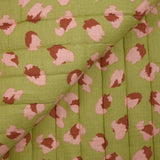 Double-sided quilted gauze Bangkok white and green background by the meter