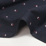 Cotton jersey with burgundy ear of wheat print, navy blue background