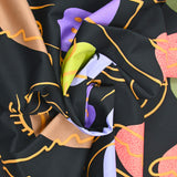Cotton satin elastane -face black background