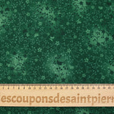 Popeline de coton imprimée jardin fleuri fond vert sapin