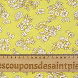 Off-white spring printed viscose with sulfur yellow background
