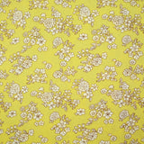 Off-white spring printed viscose with sulfur yellow background