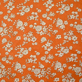 Off-white spring printed viscose with orange background