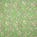 Off-white spring printed viscose with light green background