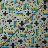 Cotton poplin printed with gaming mouse gray background