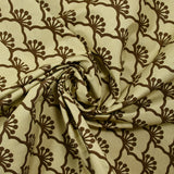 Brown graphic printed cotton poplin with beige background