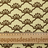 Brown graphic printed cotton poplin with beige background