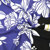 Viscose printed floral garden purple brown background