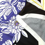 Viscose printed floral garden purple brown background