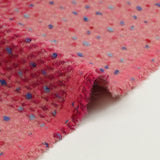 Tweed de laine mélangée à carreaux framboise et confettis fond rose