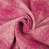 Tweed de laine mélangée à carreaux framboise et confettis fond rose