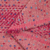 Tweed de laine mélangée à carreaux framboise et confettis fond rose