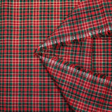 Coton tissé-teint mini tartan vert et lurex doré fond rouge