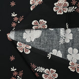 Cotton poplin printed aloha flower brown black background