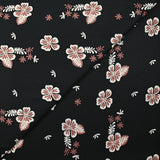 Cotton poplin printed aloha flower brown black background