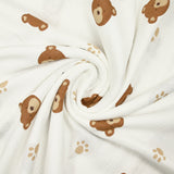 Double gauze printed teddy bear white background