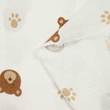 Double gauze printed teddy bear white background