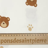 Double gauze printed teddy bear white background