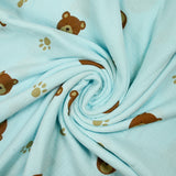 Double gauze printed teddy bear sky blue background