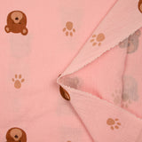 Double gauze printed teddy bear with pink background