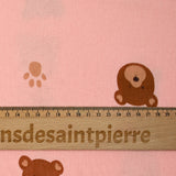 Double gauze printed teddy bear with pink background