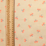 Double gauze printed butterfly beige background