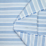 Jacquard de popelín de polialgodón con rayas blancas, azules y negras