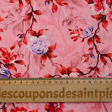 Cotton poplin printed with romantic coral pink background