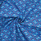 Cotton wave print fuchsia blue background