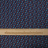 Cotton planet print with red stripes and navy background