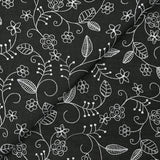Twill de polyester brodé Solène fond noir