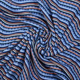 Double gauze printed wave and orange blue feather
