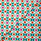 Viscose printed green and orange agitation white background