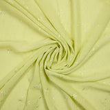 Polyester veil embroidered lime green flowers and foliage