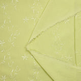 Polyester veil embroidered lime green flowers and foliage
