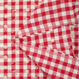 Cotton Vichy embroidered Red Flora
