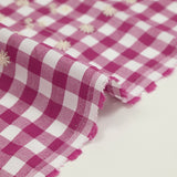 Cotton Vichy embroidered Flora plum