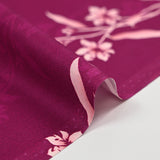 Cotton poplin printed with Japanese flower on purple background