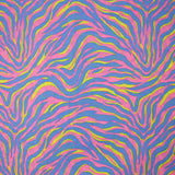 Cotton yellow and blue zebra print with pink background
