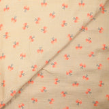 Double gaze imprimée papillon fond beige
