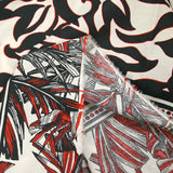 Cotton palm tree print black and red white background