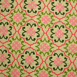 Polycoton imprimé azulejo rose et vert