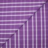 Polycoton tissé-teint ligne blanche contrastante écru fond violet améthyste