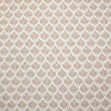 Popeline enduite imprimée végétal beige fond blanc cassé
