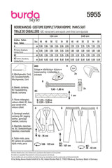 Burda Boss N ° 5955: Traje completo para hombres