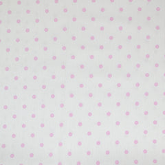 Piqué de coton imprimé pois rose fond blanc